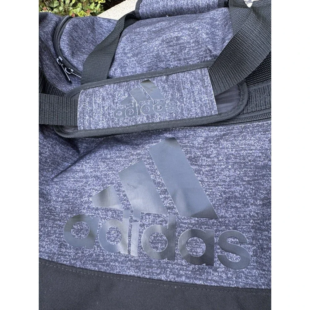 Adidas Gray & Black Signature Logo & Crossbody Strap Defender Duffel Bag Size L